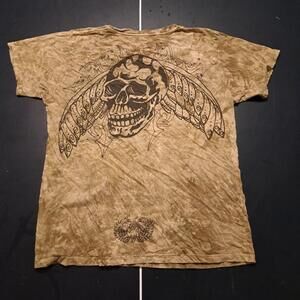 7 For All Mankind Men's Brown and Tan T-shirt